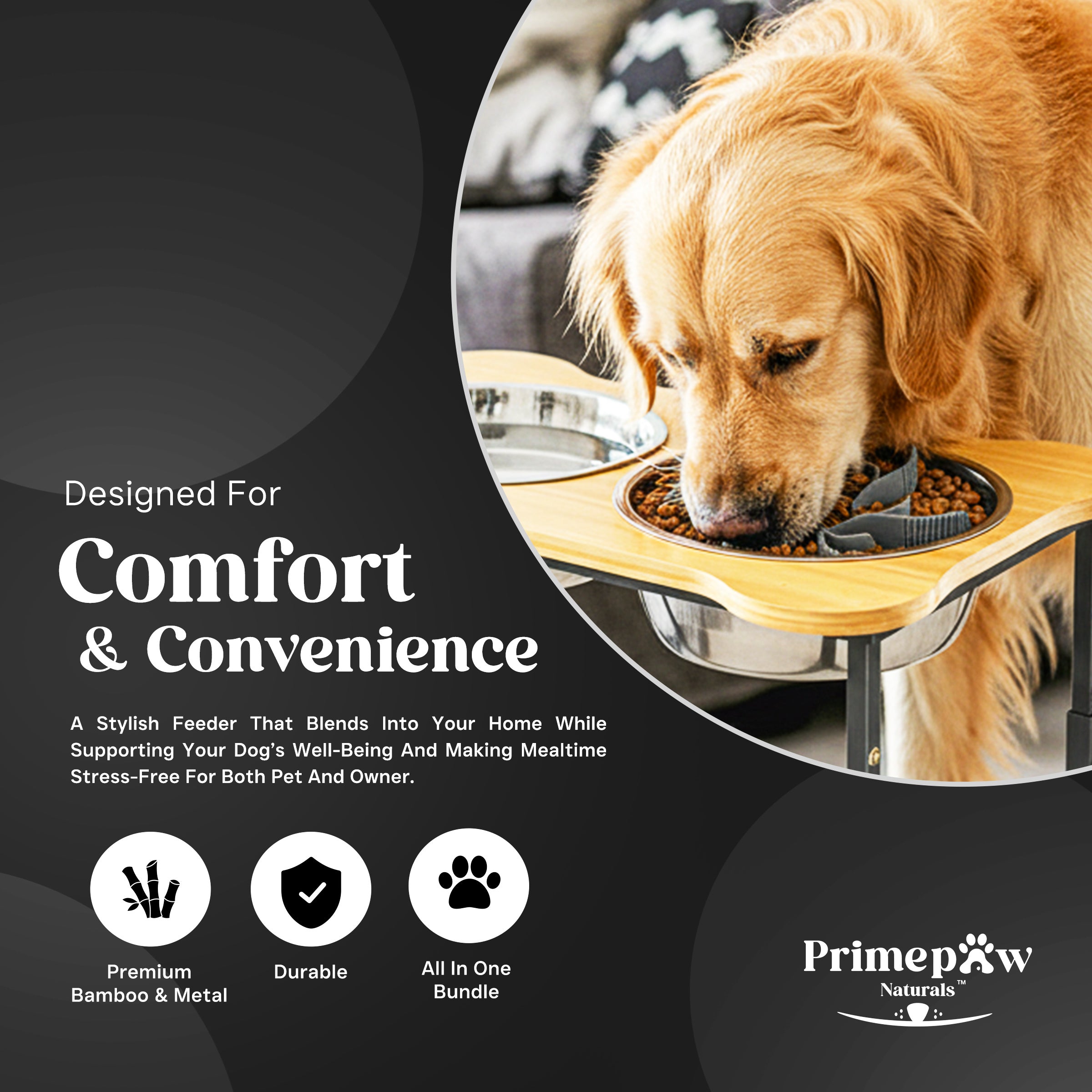 PrimePaw Naturals Elevated Dog Feeder